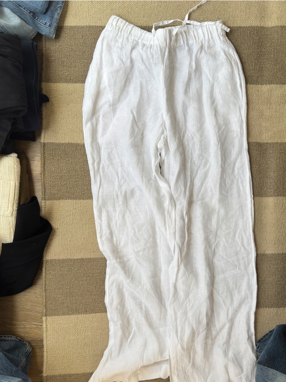 REVOLVE White Linen Wide-Leg Drawstring Pants